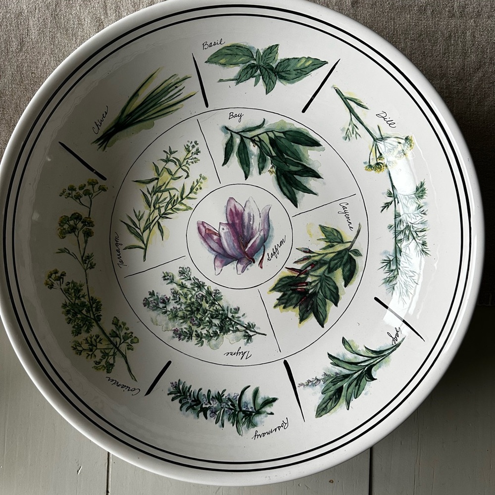 Williams Sonoma White and Green Botanical Dinnerware Bowl